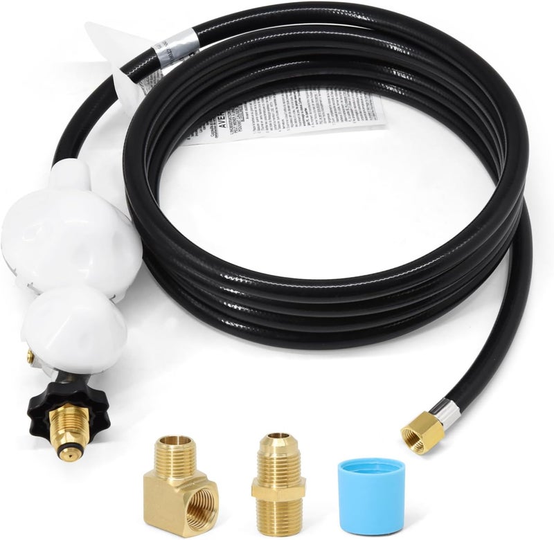 Criditpid F273684 12FT Propane Hose with Regulator for Mr Heater Buddy Heaters, Propane Tank Hose Adapter 20lb to 100lb for Mr. Heater, RV, Gill, Gas Stove, Gas Generator, POL Fitting & 3/8" Propane Adapter - Image 1